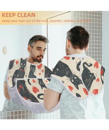 Beard Bib Apron - Beard Hair Catcher for Men | Perfect Father's Day & Christmas Gift | Black Cat Love Heart Design - Buy Online on GoSupps.com