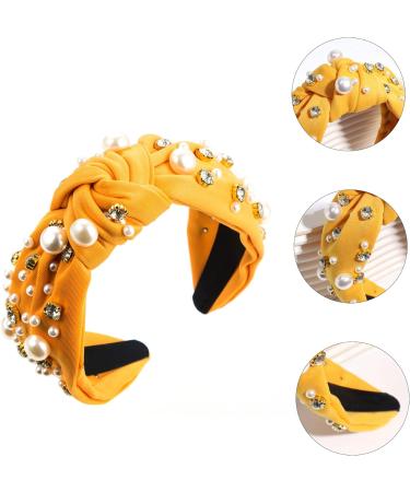 Umimiss Yellow Headband with White Pearl Rhinestone Crystal Jeweled - Head Bands Adult Women Pearl Headband Gold Headband Pearl Hair Accessories Yellow Hair Accessories Boho Head Band Headpieces - Buy Online on GoSupps.com