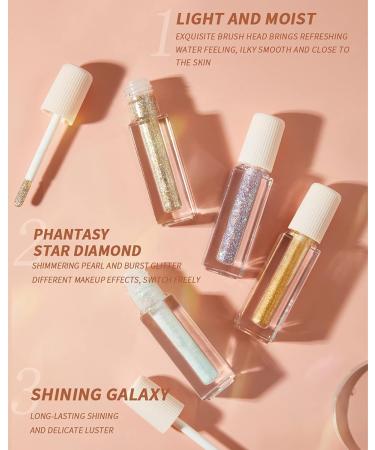 3 Colors Liquid Glitter Eyeshadow Set - Waterproof Metallic Shimmer in Silver, Gold & Pink | Long Lasting Glow Eye Shadow Stick | Korean Eye Makeup Gift for Women - Buy Online on GoSupps.com