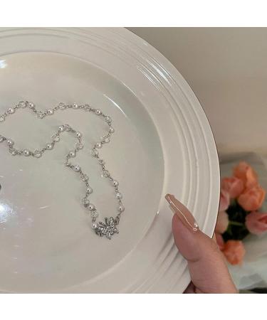 Oralgos Elegant Crystal Butterfly Necklace | Adjustable Collarbone Chain | Delicate Pearl Women's Jewelry - Buy Online on GoSupps.com