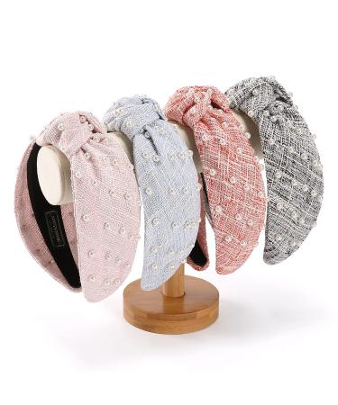 White Pearl Wide Headband Set for Women - Fashion Top Knot Hair Bands (2 Pack) - Buy Online on GoSupps.com