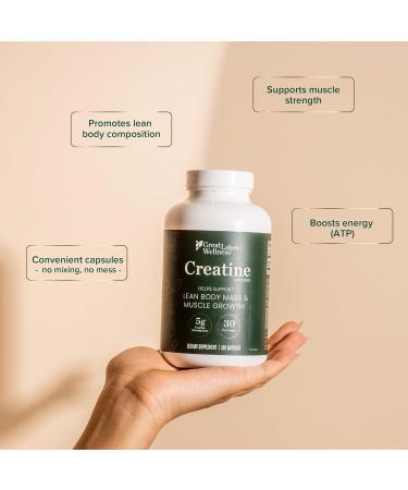 Great Lakes Wellness Creatine Monohydrate Capsules 180 Count (30 Day Supply) 5000mg Pure Creatine per Serving Build Lean Muscle Strength & Recovery Capsule Alternative to Creatine Powder - Buy Online on GoSupps.com