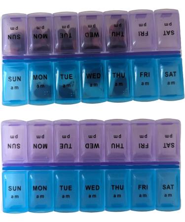 2 Pack Weekly Pill Organizer - Large 7 Morning & Evening Compartments for Medications & Supplements - Easy Access | International Shipping - Buy Online on GoSupps.com