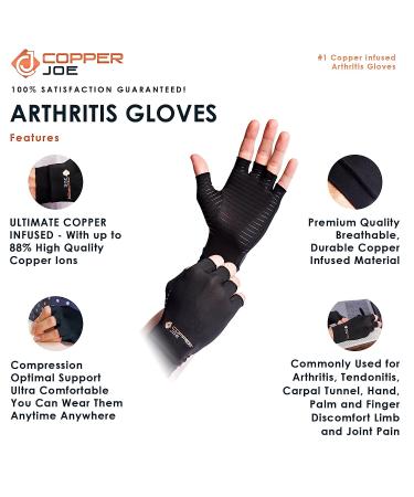 Compression Arthritis Gloves for Pain Relief - Copper Joe Typing Gloves with Wrist Support for Carpal Tunnel, RSI, Tendonitis - Men & Women (Medium, 1 Pair) - Buy Online on GoSupps.com