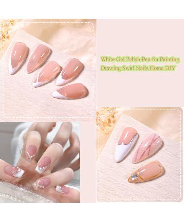 White Nail Polish - White Gel Liner Nail Art - 12ml Gel Liner Nail Art Gel Polish - Soak Off French Tip Manicure Gel UV/LED Gel Polish Pen for Painting Drawing Swirl Nails Home DIY - Buy Online on GoSupps.com