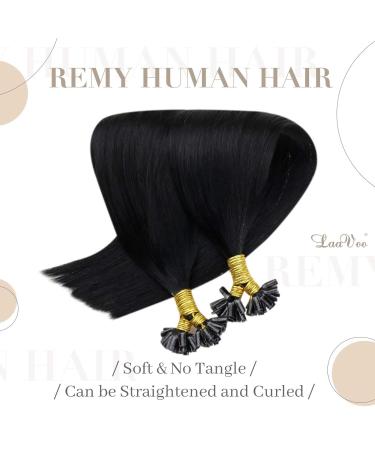 Black Keratin Bonding Extensions - 45cm Real Remi Hair - U Tips - 50g/50 Strands - Premium Quality Hair Extensions - Buy Online on GoSupps.com