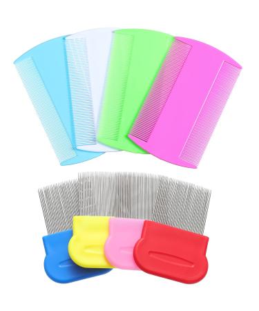 8 Pieces Flea Lice Combs Double Sided Lice Removal Comb Hair Grooming Comb with Metal Teeth (4 x 2 Inch, 2.24 x 2.24 Inch, Pink, Light Blue, Blue, White, Green, Red, Yellow) 4 x 2 Inch, 2.24 x 2.24 Inch Pink, Light Blue, B…