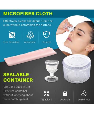 BPA-Free Transparent Eye Wash Cups - Set of 2 | High Grade Plastic for Gentle Eye Rinse and Cleansing | Remove Dust, Makeup, Irritants | Soothing Relief - Buy Online on GoSupps.com