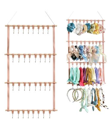 Frifer Storage for Hair Bows | Storage for Hair Bows - Storage Hanger Bow Wall Hanger Hair Clips Light Pink
