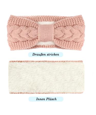 Telgoner Winter Headband for Women - 2 Pack Knitted Ear Warmers Elastic Hair Bands for Girls (White + Pink) - Buy Online on GoSupps.com