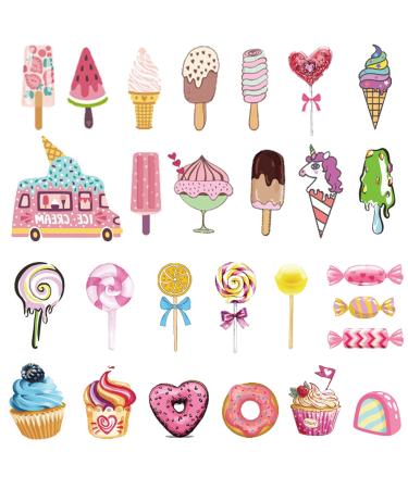 Ooopsi Ice Cream Temporary Tattoos for Kids 180PCS - Ice Cream  Lollies  Cookie  Cake Tattoo Stickers - Sweet Summer Tattoos Sticker for Girl Birthday Party Decorations Supplies Favors(17 Sheets)