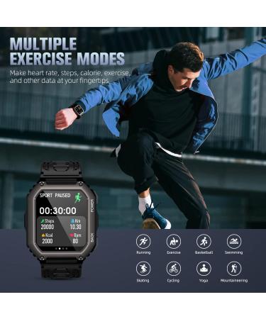 ZYCZWL Military Smart Watch for Men | Bluetooth Call | Tactical Outdoor Sports | 5ATM Waterproof | Fitness Tracker | Black - Buy Online on GoSupps.com