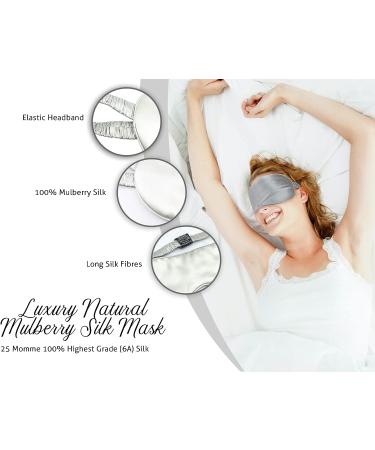 Fusion5 Silk Eye Mask - 100% Pure Mulberry, 25 Momme, Anti-Aging, Hypoallergenic, Blocks Light - Soft & Smooth Night Eye Cover for Sleeping & Travel - Silver - Buy Online on GoSupps.com