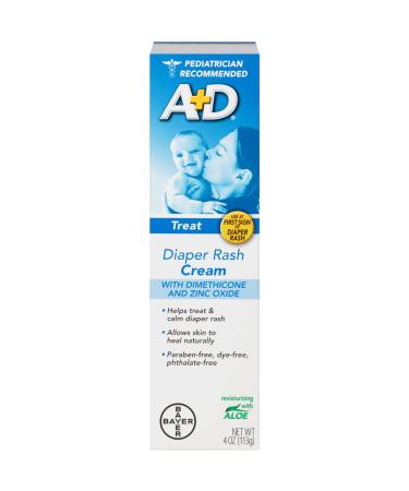 A+D Zinc Oxide Diaper Rash Cream with Aloe 4 oz (Pack of 5)