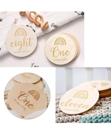 14 Pieces Wooden Baby Milestone Cards milestone Baby Cards Double Sided Milestone Discs Baby Gift Sets for Newborn Infants 0-12 Months Baby Shower Growth Recording - Buy Online on GoSupps.com