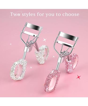 Bling Rhinestone Eyelash Curlers - Stainless Steel Silicone Curved Design for All Eye Shapes Long Lasting & Perfect for Daily Makeup (Pink - Buy Online on GoSupps.com