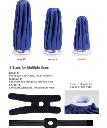 Elitehood Ice Bag Pack - 3 Reusable Packs [11 9 6] with Wraps for Hot & Cold Therapy - Pain Relief for Knee & Leg Injuries - Includes Hot Water Bag - 50-60 C - Buy Online on GoSupps.com