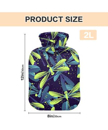 Dragonflies Green Hot Water Bottle 2L Pain Relief for Menstrual Cramps | Cozy Cover Included - Buy Online on GoSupps.com