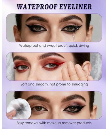  LYSdefeu Waterproof matte liquid eyeliner highly pigmented and long-lasting smudge-proof quick-drying for everyday and festival use color makeup vegan-01 black - Buy Online on GoSupps.com