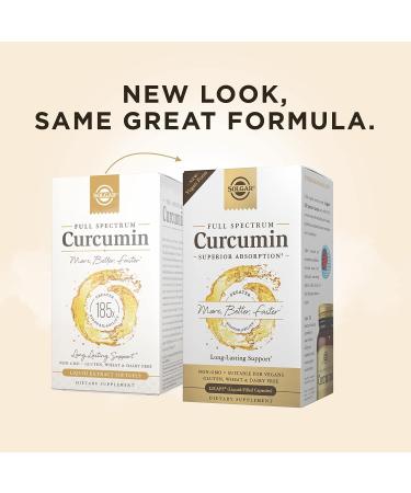 Solgar Full Spectrum Curcumin 105 LiCaps - Superior Absorption for Brain, Joint & Immune Health - Vegan, Gluten Free, Non-GMO, Dairy Free - Buy Online on GoSupps.com
