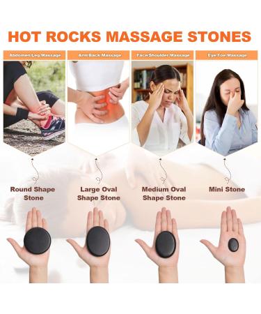 Hot Stone Massage Set - 10 Basalt Stones with Bamboo Box & Heating Device for Spa Relaxation Therapy - Buy Online on GoSupps.com
