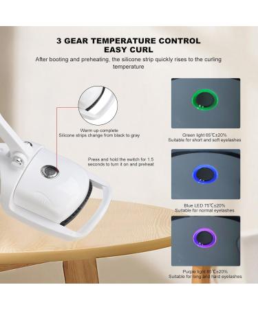 Qukaim Rechargeable Lash Curler Electric Lash Curler Portable Heated Eyelash Curler with 3 Gears Temperature Rechargeable White - Buy Online on GoSupps.com
