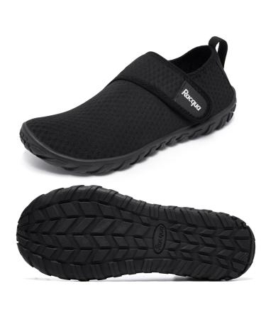 Racqua Men's Women's Water Shoes Barefoot Quick Dry Lightweight Aqua Shoes Swim Beach Shoes 11.5 Women/10.5 Men Hd134-black