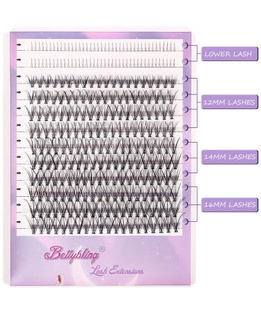 Bettybling 20D 0.07d Mixed Length Individual Cluster Lashes with Lower Lashes - Lightweight & Natural Looking | 12-14-16mm - Buy Online on GoSupps.com