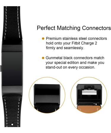 Mornex Replacement Leather Band for Fitbit Charge 2 - Gunmetal Black Special Edition - Genuine Leather Wristband for Men and Women (Black Buckle) - Fits 5.5 to 8.1 Inch Wrists - Buy Online on GoSupps.com