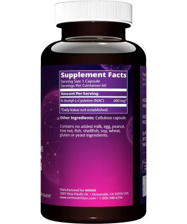 MRM N-Acetyl-Cysteine (NAC) 600mg - Antioxidant for Respiratory, Liver & Mitochondrial Health - Vegan & Gluten-Free - 60 Servings - Buy Online on GoSupps.com