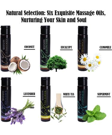 Massage Oil Kit - Set of 6 Natural Oils (Lavender Eucalyptus Peppermint White Tea Coconut Chamomile) for Muscle Relaxation - International Shipping Available - Buy Online on GoSupps.com