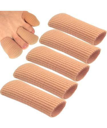 Chiroplax Toe Caps Sleeves Cushions Protectors Tubes Fabric & Gel Lining Finger Toe Separator for Bunion Hammer Toe Callus Corn Blister (Medium 5 Pack) Medium (Pack of 5)