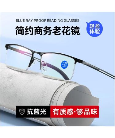 Ultra-Light Men's Business Neck Reading Glasses | Anti-Blue Light | Size 1.00 Black Frame - Perfect for Seniors - Buy Online on GoSupps.com