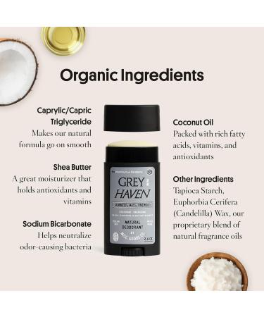 All Natural Deodorant For Men | All Day Odor Paraben Free & Aluminum Free Men's Deodorant | Skin Safe Natural Extract of Coconut Oil Shea Butter & Baking Soda | Greyhaven - 2.6 Oz - Buy Online on GoSupps.com