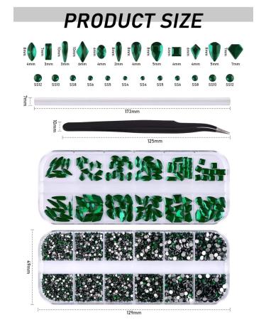3120 Pcs Green Nail Art Rhinestone Gems Kit - EBANKU Nail Crystal Set with Tweezers and Drill Pen - Buy Online on GoSupps.com
