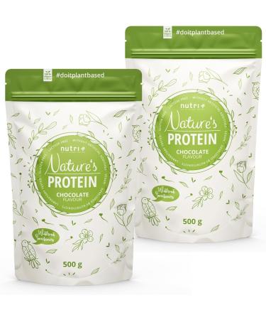  Nutri + Nutri+ Natural Protein Powder Chocolate 500g - natural protein powder without sweeteners lactose sugar & milk - plant-based protein powder - CHOCOLATE flavor - Buy Online on GoSupps.com