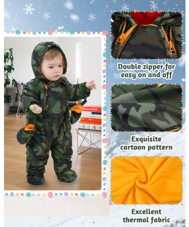 Winter Snowsuit for Girls Boys 6-9 Months | Warm Fleece with Gloves and Footies | Baby Winter Suit Jumpsuit Hooded Outwear - Buy Online on GoSupps.com