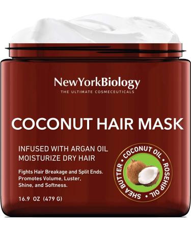 Coconut Hair Mask for Hair Growth and Volume - Infused with Argan Oil - Moisturizing and Deep Conditioning Dry Hair Treatment - Fights Breakages and Split Ends   Helps Restore Damaged Hair - 16 Oz