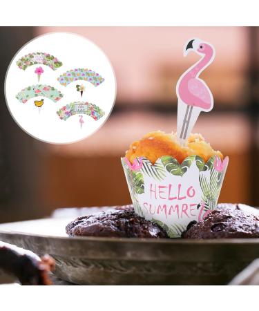 jojofuny 3 Sets Cake Surrounding Cards Hawaiian Cupcake Paper Beach Wrapping Paper Tropical Cupcake Hawaiian Party Nativity Decor Flamingo Happy Birthday Cake Cupcake Cups Christmas Plug-in Assorted Colorx3pcs 8X5.2CMx3pcs - Buy Online on GoSupps.com