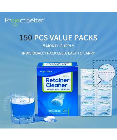 Dental Appliance Retainer Cleaner Tablets - Mint Flavor (150 Count) | Denture & Night Guard Cleaning Solution for Confident Smile - Buy Online on GoSupps.com