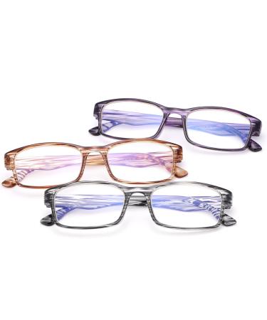 3 Pack Blue Light Blocking Reading Glasses for Men and Women UV Protection Anti Glare Computer Readers Eyewear Eyeglasses +3.0