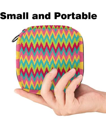 Stylish Menstruation Pad Bag with Zipper | Women's Tampon & Napkin Storage Bags in Yellow Pink Blue Green & Zigzag Pattern - Buy Online on GoSupps.com