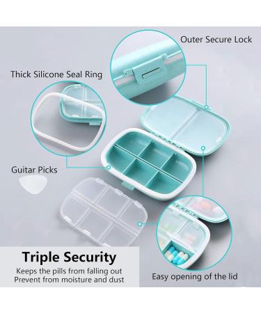 5 Pack Travel Pill Organizer - 8 Compartments Easy Open Lid Portable & Moisture Proof Small Pill Box | Ideal Daily Pill Case (Blue Light Blue Pink Khaki Green - Buy Online on GoSupps.com