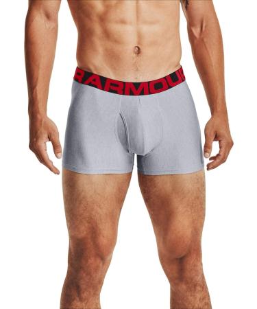 Under Armor men Tech 3in 2 Pack quick-drying boxer shorts comfortable underwear with a tight-fitting cut in 2-pack L Mod Gray Light Heather