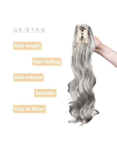 50cm Dark Gray Curly Ponytail Extensions | Gairyan Wavy Synthetic Hair Claw Clip for Women - Buy Online on GoSupps.com