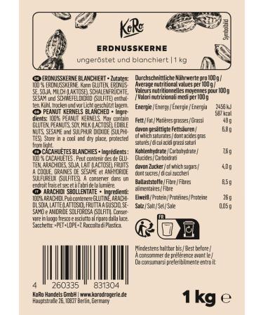 KoRo - Blanched and raw peanuts without salt 1 kg - Shelled natural and without additives - Buy Online on GoSupps.com