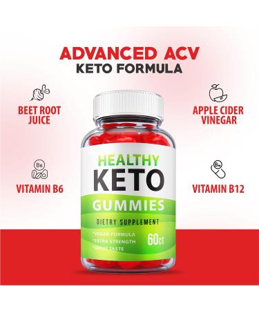 2 Pack Healthy Keto Gummies - Apple Cider Vinegar Supplement - Vegan Formula with Vitamin B12, B6, and Beet Root - 120 Gummies - Buy Online on GoSupps.com