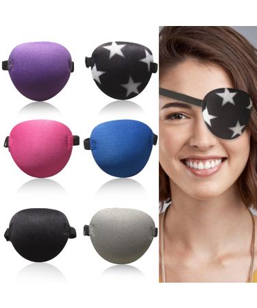 RIKEYO 6PCS Eye Patch, Adjustable Soft Eye Patches for Adults and Kids,Medical Eyepatch,Amblyopia Lazy Eye Patches for Left or Right Eyes, 6 Colors