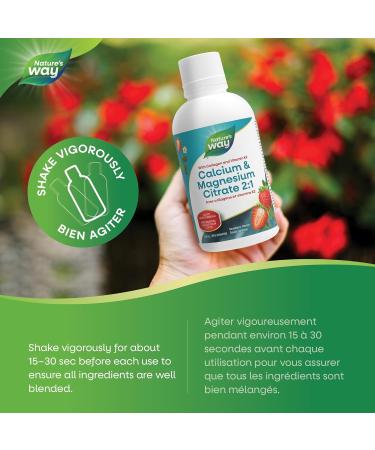 Nature's Way Calcium and Magnesium Citrate 2:1 - Liquid Supplement with Vitamin K2 and Collagen Helps Support the Maintenance of Bones and Teeth Strawberry Flavour 500 mL Packing may vary - Buy Online on GoSupps.com