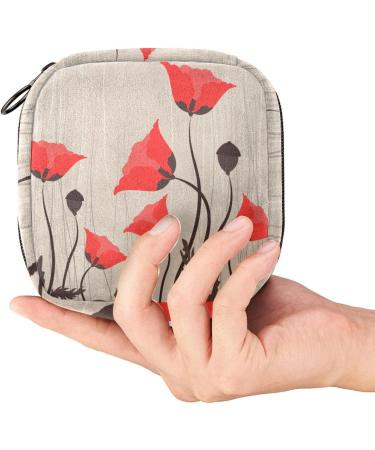 Large Capacity Sanitary Napkin Storage Bag & Menstrual Cup Bag - Travel Organizer for Girls - Poppy Design - Buy Online on GoSupps.com
